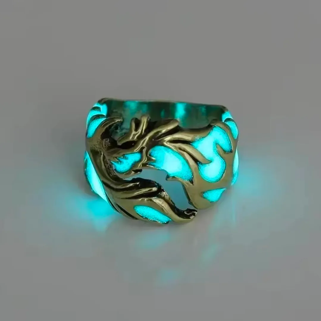 ​🐉🔥 Vintage Glow-in-the-Dark Dragon Adjustable Ring 🔥🐉