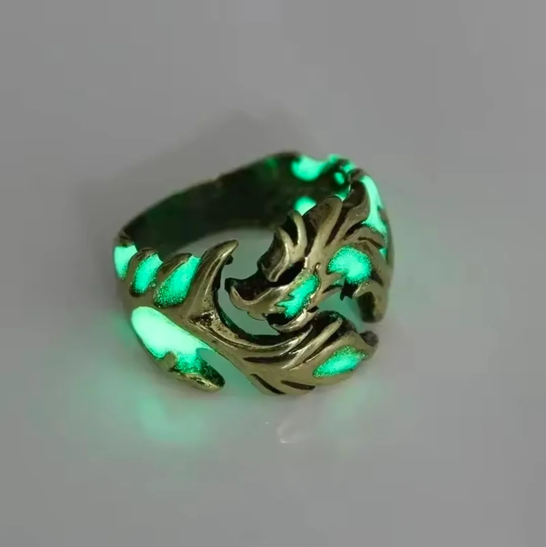​🐉🔥 Vintage Glow-in-the-Dark Dragon Adjustable Ring 🔥🐉