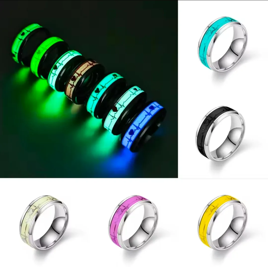 ​✨ Luminous Glow in the Dark Heartbeat Rings ✨