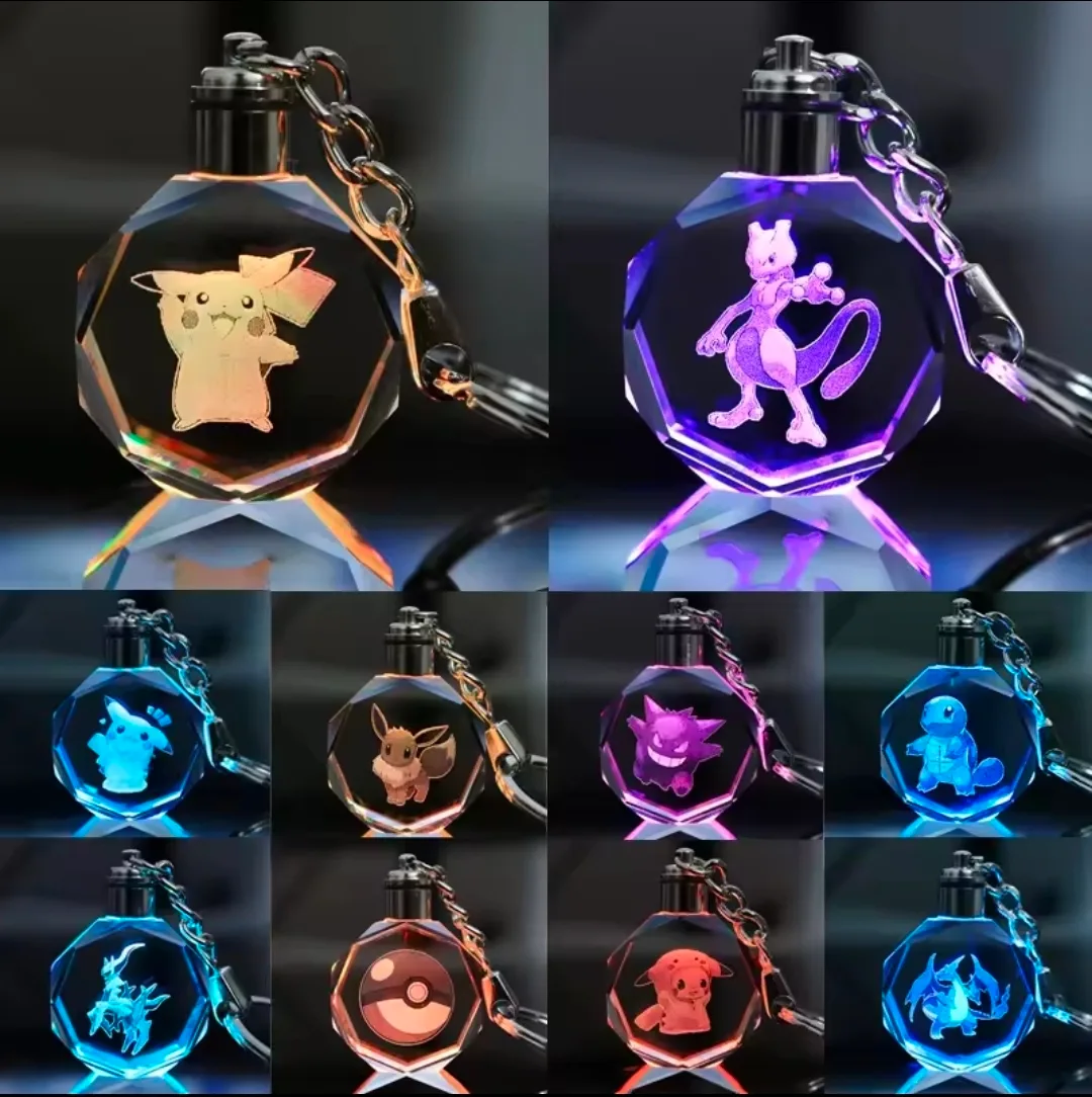 ​✨ Glowing Pokémon 3D Crystal Keychains ✨
