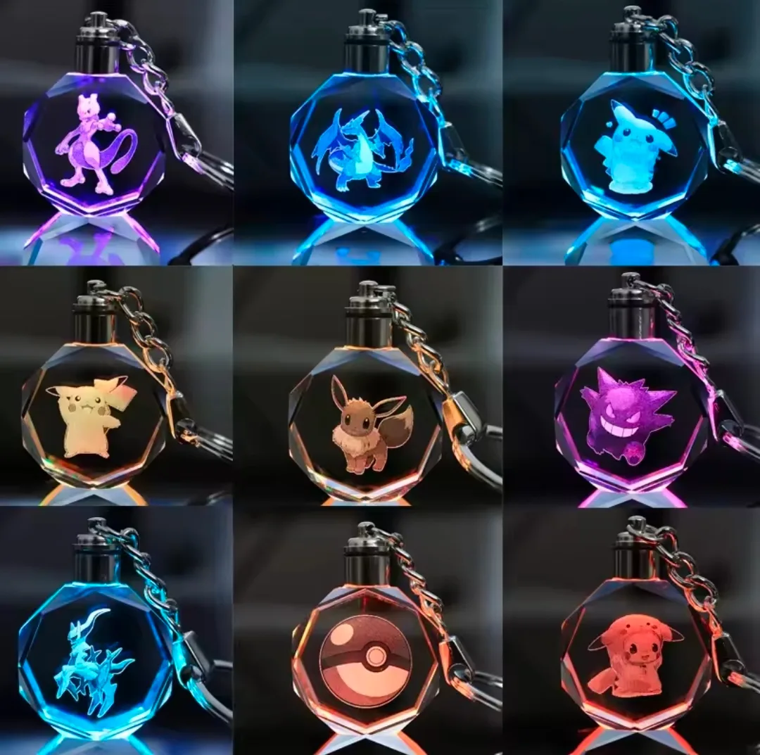 ​✨ Glowing Pokémon 3D Crystal Keychains ✨