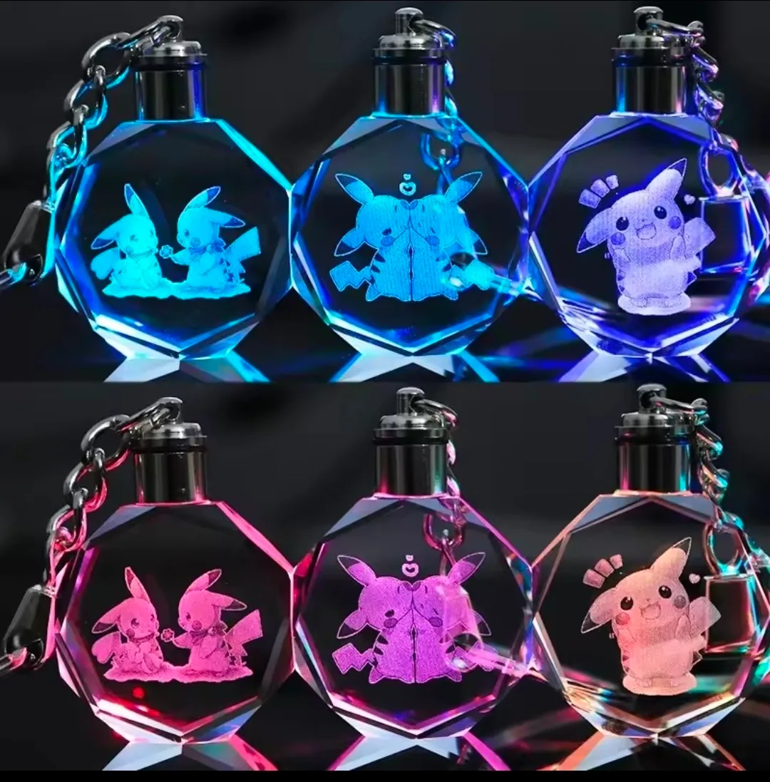 ​✨ Glowing Pokémon 3D Crystal Keychains ✨