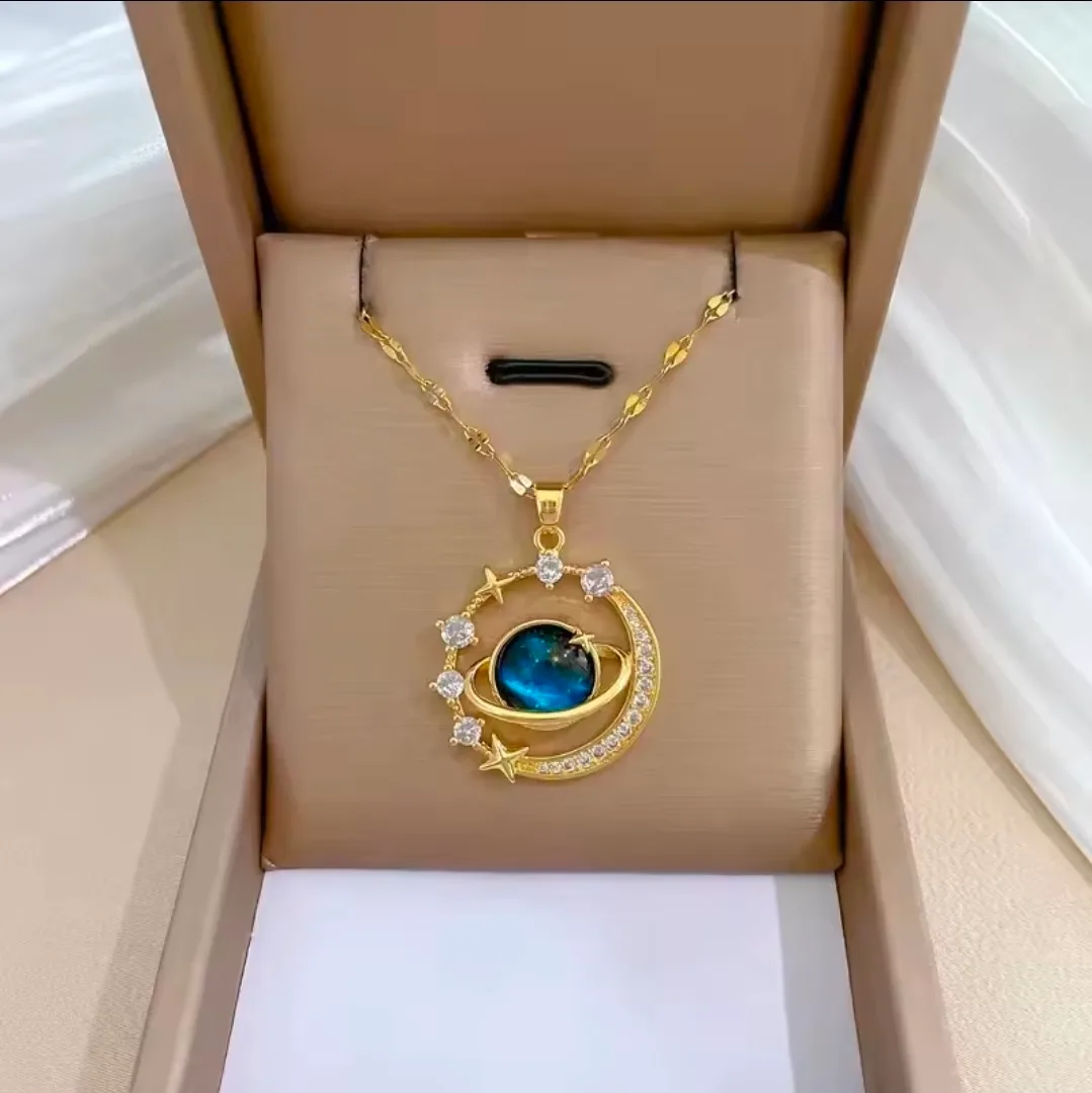 ​✨ Cosmic Galaxy Planet Necklace 🪐✨