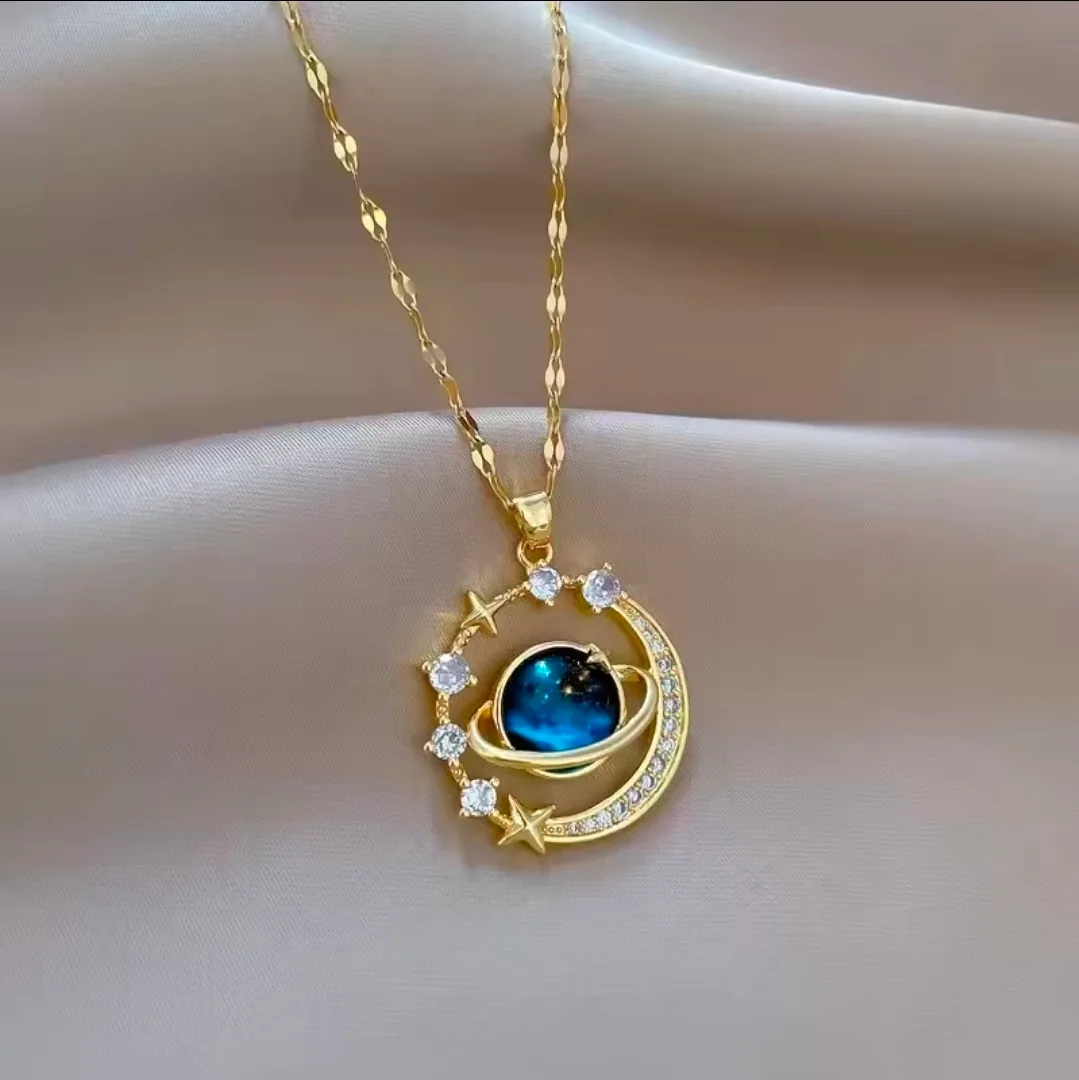 ​✨ Cosmic Galaxy Planet Necklace 🪐✨