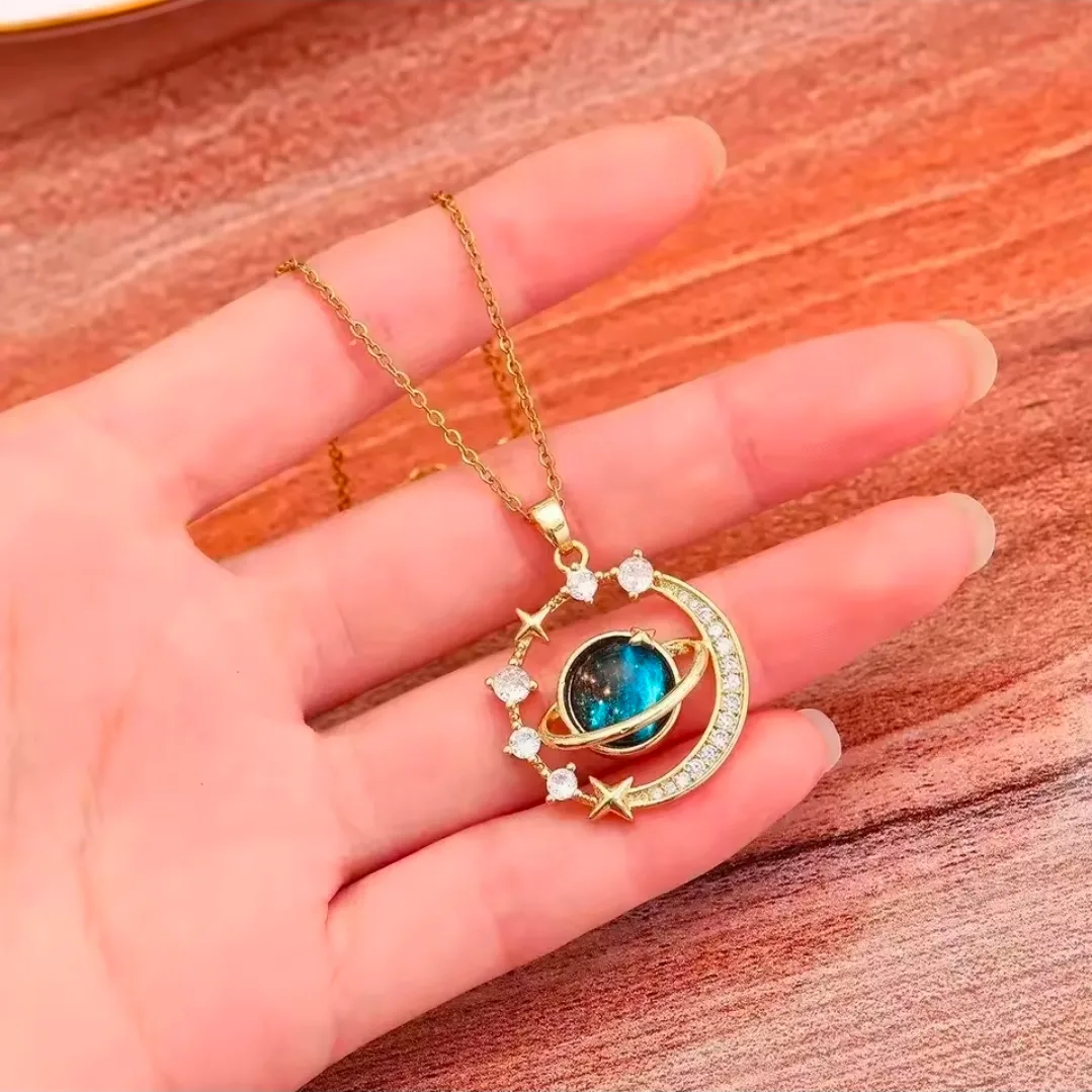 ​✨ Cosmic Galaxy Planet Necklace 🪐✨