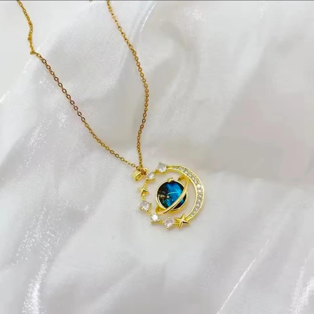​✨ Cosmic Galaxy Planet Necklace 🪐✨