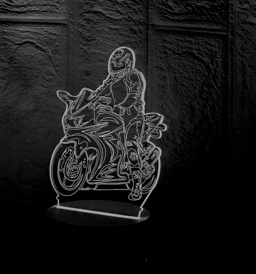 ​🏍️ 3D Acrylic Motorbike LED Illusion Lamp ✨