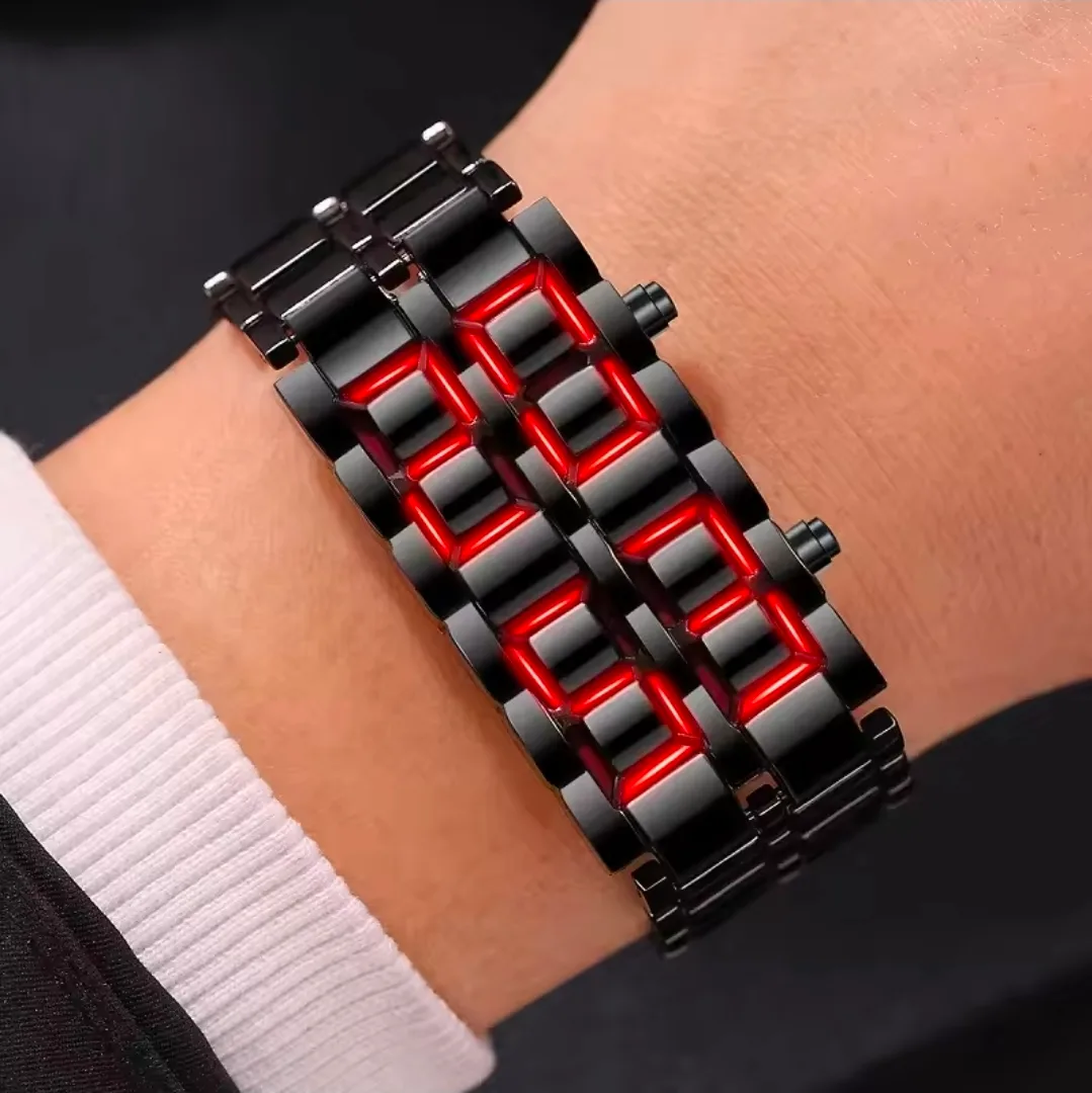 ​⌚️ Luxury Iron Samurai Faceless LED Metal Watch 🦾🔥