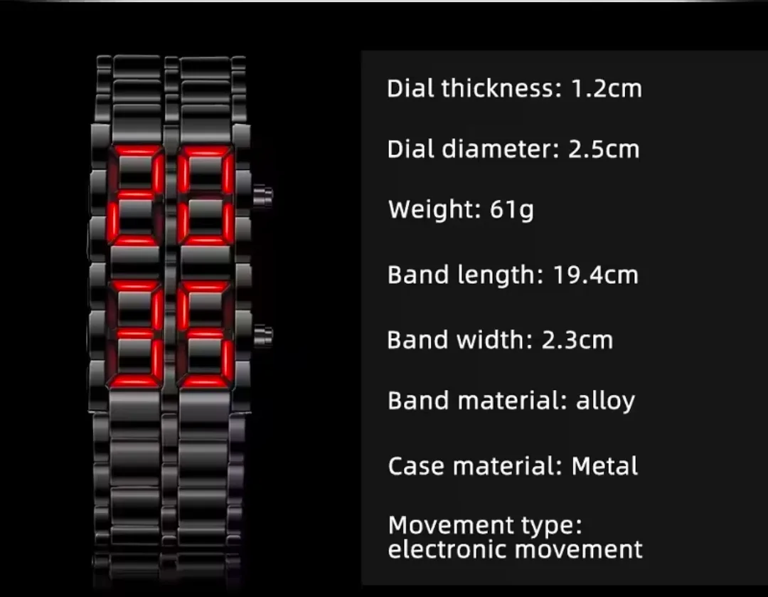 ​⌚️ Luxury Iron Samurai Faceless LED Metal Watch 🦾🔥