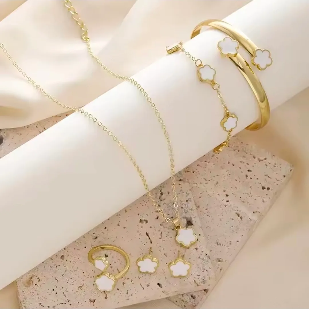 ​🌸 Elegant 5-Piece Purple Flower Jewelry Set 🌸
