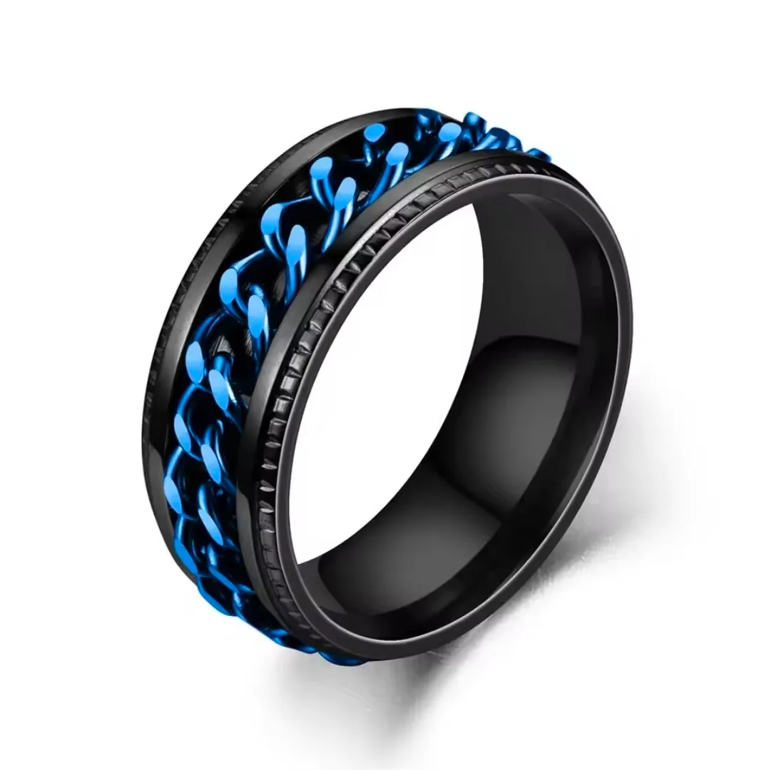 ​🌟 Premium Stainless Steel Cuban Chain Spinner Rings 🌟
