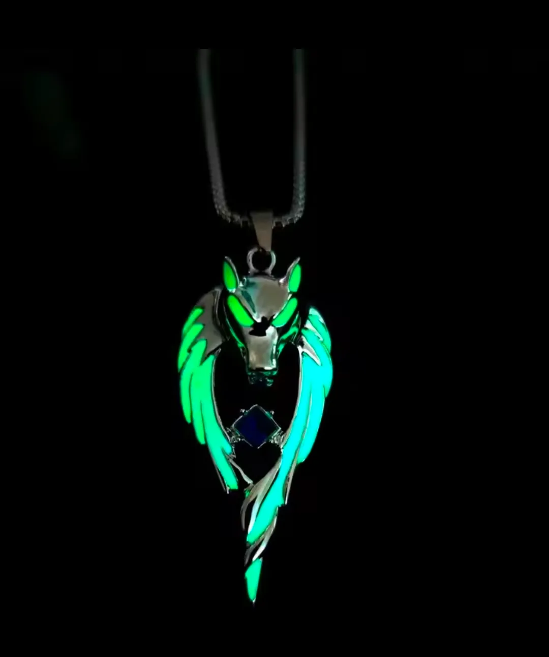 ​✨ Luminous Glow in the Dark Wolf & Wings Pendant Necklace ✨