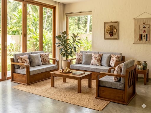 Bent Teak Sofa 3+2+1